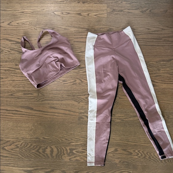 Spiritual Gangster Other - Spiritual Gangster Mauve Pink & White Colorblock Sports Bra and Leggings Set